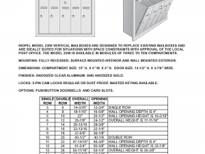 Model 2390 Compact Mailboxes
