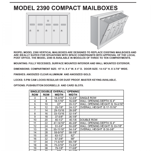 Model 2390 Compact Mailboxes