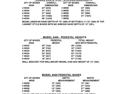 Model 6100/6400 – Dimensions